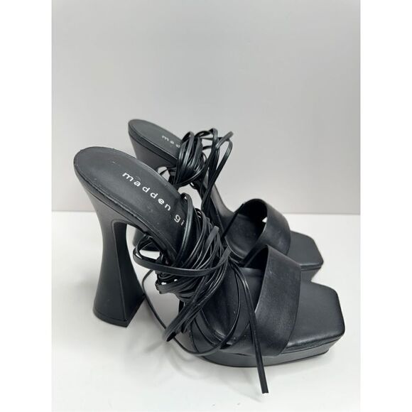 Madden‎ Girl Zorra Womens Heels Size 7.5 Black Wraparound Sandals - Picture 2 of 8